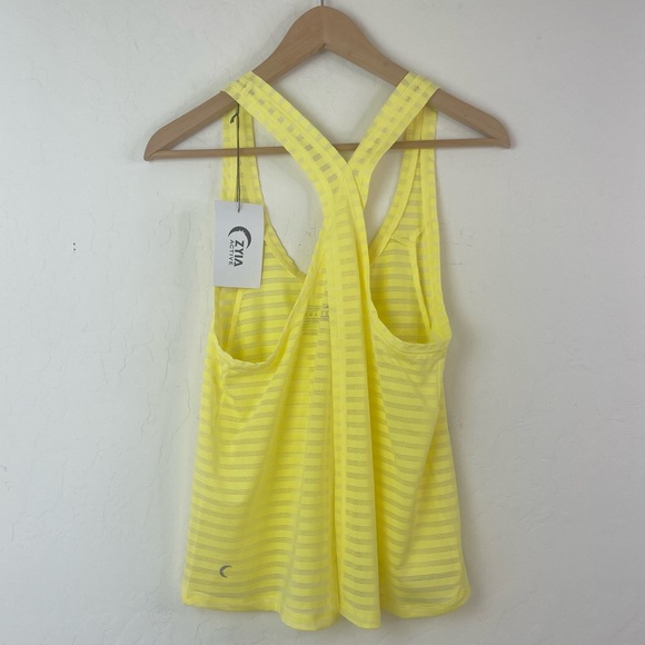 Zyia Active Yellow Lemon Nimbus Split Back Workout Tank Top Racerback Shirt New - Picture 6 of 15